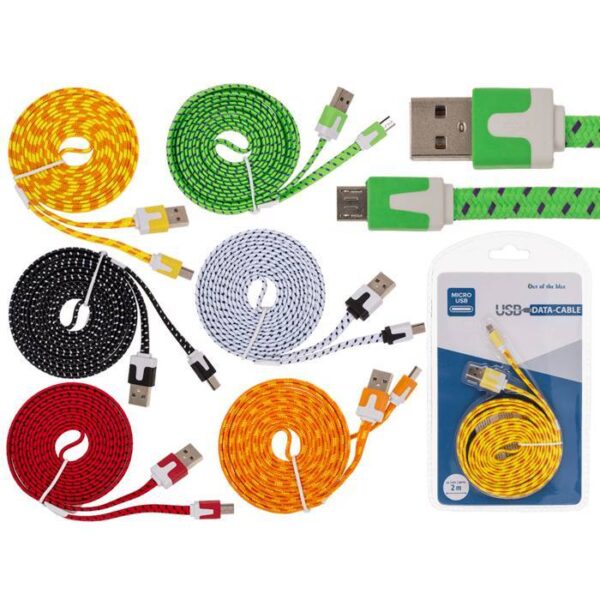 Πολύχρωμο USB Καλώδιο φόρτισης με micro USB, 2 m GADGET