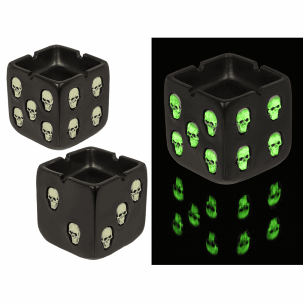 Τασάκι, Κρανίο, Λάμπει στο σκοτάδι, 7 x 7 x 7 εκ.