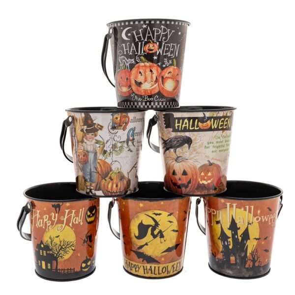 Μεταλλικο Κουβαδακι Halloween 10Χ10,5Χ7,5Εκ 6 Σχεδια