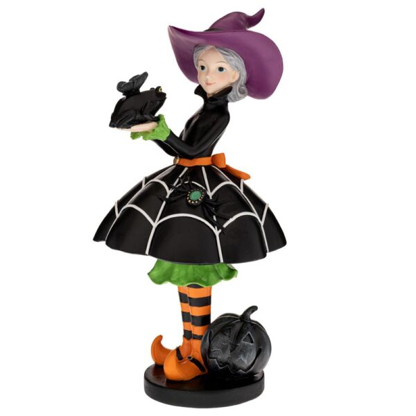Πολυρεζιν Διακοσμητικη Μαγισσα Με Βατραχο 18Χ17Χ37Εκ Halloween