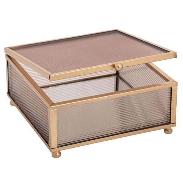 ΧΡΥΣΗ ΜΕΤΑΛΛΙΚΗ ΜΠΙΖΟΥΤΙΕΡΑ 13Χ13Χ6 ΕΚ ΜΕ ΜΕΛΙ ΓΥΑΛΙ ΚΑΙ ΚΑΘΡΕΠΤΗ DECO