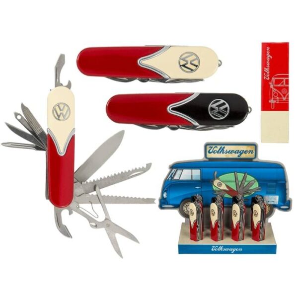 Μεταλλικό πολυεργαλείο (σουγιάς κλπ) τσέπης, VW Style, με 10 λειτουργίες, 2 χρώματα  8/display