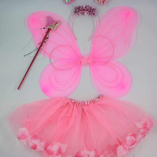 ΣΕΤ ΠΕΤΑΛΟΥΔΑΣ ΡΟΖ  (ΦΤΕΡΑ, ΦΟΥΣΤΑ,ΣΤΕΚΑ,ΡΑΒΔΑΚΙ) ΑΠΟΚΡΙΕΣ