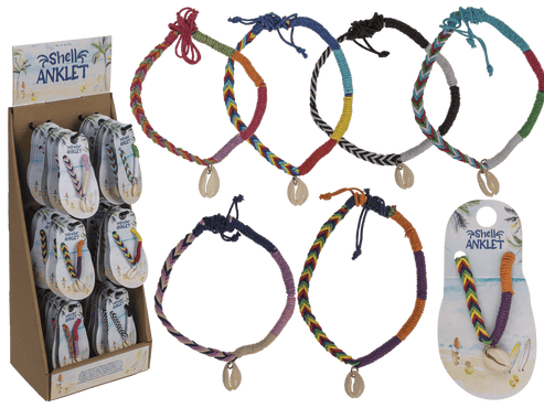 Υφασμάτινο Βραχιόλι, με διακοσμητικά κοχύλια ΚΟΣΜΗΜΑΤΑ.